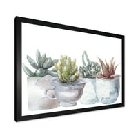 DesignArt 'Succulent and Cactus House Plants IV' Farmhouse Dramed Art Print