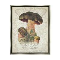 Stuple Industries гроздобер германска природа печурки ботаничко и цветно сликарство, сиво пловиј, врамен уметнички печатен wallид,