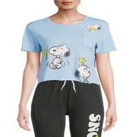Snoopy Women'ssims Juniors Skimmer Short Graphic Tee