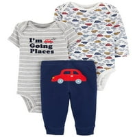 Картерс Бебе Момчиња Автомобил 3-Парче Боди И Панталони Постави Облека Големина Месеци