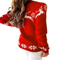 Кајцр Божиќни Џемпери Плетени Зимски Жени Елени Пуловер Со Долги Ракави Џемпери Божиќна Облека