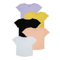 Чудо на нација Девојки деца тешка екипаж маица со кратки ракави, 5-пакувања, големини 4- & плус