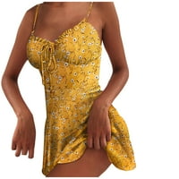 Фустани За Жени Мини Без Ракави Секојдневен Мини Цветен Летен Фустан Надвор Од Рамото Жолта С