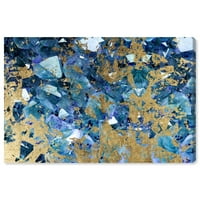Студиото Wynwood Апстрактна wallидна уметност платно ги отпечати кристалите „Каикосглам“ - сино, злато