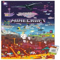 Minecraft-Светот Надвор Од Ѕид Постер со Притисни Иглички, 22.375 34