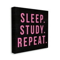 Студија за спиење Студија за спиење Повторете ја црната и розова студентска типографија платно wallидна уметност, 17, дизајн