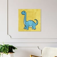 Wynwood Studio Animals Wall Art Canvas Prints 'Itty Bitty Dino' Dinosaurs - сина, жолта