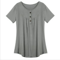 shpwfbe плус големина блузи за жени летни кратки ракави блуза маица обична лабава туника маица женски врвови