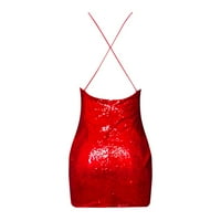 Макси Фустан Формална Мода Цврста Светка V Ремен За Вратот Мини Полите Вечерни Тоалети Без Грб Црвена М