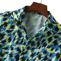 Машка Блуза Пролетно И Летно Печатење Секојдневен Ревер Одмор На Плажа Кошула Со Кратки Ракави Машки Кошули Мода