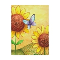 Трговска марка ликовна уметност „Сончоглед и пеперутка“ платно уметност од Мелинда Хипшер