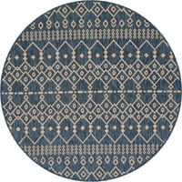 Добро ткаена Медуза Норд Модерен марокански слонова коска 5'3 Тркалезен килим со рамен ткаенина на отворено