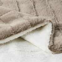 Fau Fur Jacquard фрли ќебе луксузен, мек, хипоалергичен FAU зајак од крзно со крзно со Шерпа - 60 ”70” од Сомерсет Дома