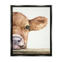 СТУПЕЛ ИНДУСТРИИ Бебето теле од крава од глава на рурално сликарство etет Црно лебдечко платно печатено wallид уметност, Дизајн