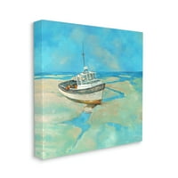 Службена брод со брод со низок плима и плима и плима и плима во пејзажот, завиткан од платно печатење wallидна уметност