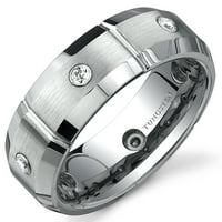Машка забодена кубна кубна цирконија удобност одговара на прстенот за венчавки од волфрам