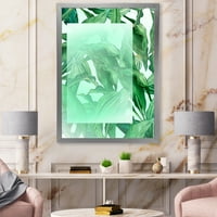 DesignArt 'Тропски палми зелени лисја под бел правоаголник' Наутички и крајбрежен врамен уметнички принт