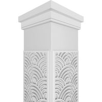 Ekena Millwork 12 W 9'H Craftsman Classic Square Non-Tapered Art Deco Fretwork Column W Prairie Capital & Prairie Base