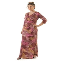 Удобна облека за жени, женски 'рѓосани фау, страничен пресек макси фустан