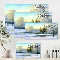 Зелени дрвја во прекрасна зимска снежна пејзаж сликарство платно уметничко печатење