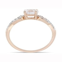 Карат Т.Г.В. Создаден бел сафир и карат T.W дијамант 10kt прстен за ангажман на бесконечност од розово злато
