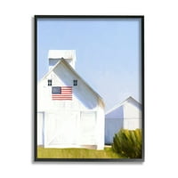 СТУПЕЛ ИНДУСТРИИ Бела штала рурална земја Полето Американско знаме Сликарство црно врамено уметничко печатење wallидна уметност,