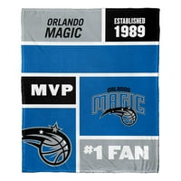 Орландо Меџик НБА -бок -блок Персонализирана свилена допир Фрлајте ќебе