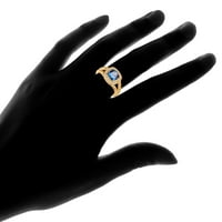 Peermont Peermont 18K злато преклопување Голем лице сина сафир и австриски кристален кристален елемент прстен