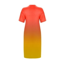 Фустани За Жени Солидна V-Вратот Мини Мини Повик Лето Краток Ракав Фустан Портокал XL