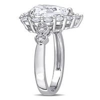 Карат Т.Г.В. Создаден бел сафир и дијамант-акцент 10kt бело злато ореол прстен