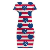 Најсекси Фустани За Жени Денот На Независноста Жени Обрасци На Американско Знаме Обичен Шлиц Со Врвки Тенок Фустан од јули Фустани