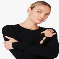 Лажичка со плетен џемпер со ребрестиот џемпер со долги ракави, големини XS-XXL