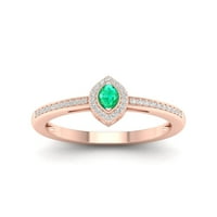 Империјал скапоцен камен 10K розово злато маркиза исечен смарагд 1 10CT TW Diamond Halo Ringенски прстен