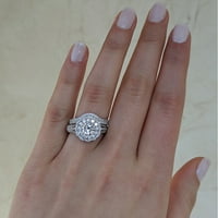 Twobirch 18K бело злато микроплетирано цветно дизајн дуо невестински прстен за прстен и свадбеник со кубна цирконија, големина