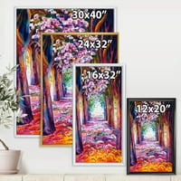 ДизајнАрт „Пинк цветни разнобојни пролетни шуми“ езерска куќа врамена платно wallидна уметност печатење
