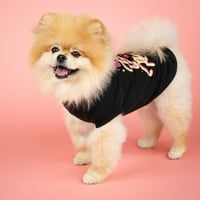 Кучешка партон, облека за кучиња, тешко да се биде маица со миленичиња од дијаманти, црна, голема