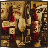 Arkwright печатен килим за кујна - дизајн во шишиња со вино